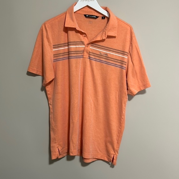TRAVIS MATHEW ADULT SWIMMING Polo HEATHER AUTUMN SUNSET Sz L - Picture 1 of 11